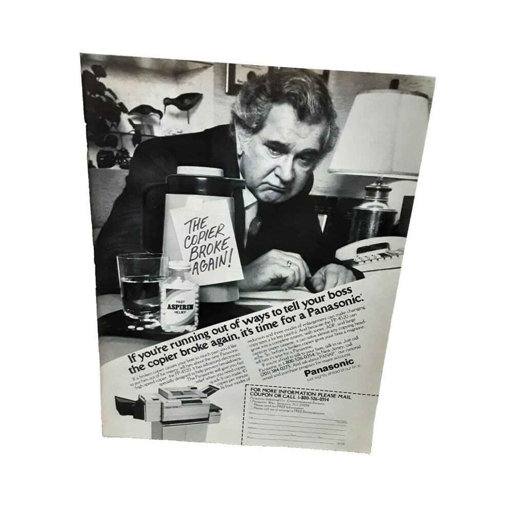 1985 Panasonic Copy Machine Original Print Ad